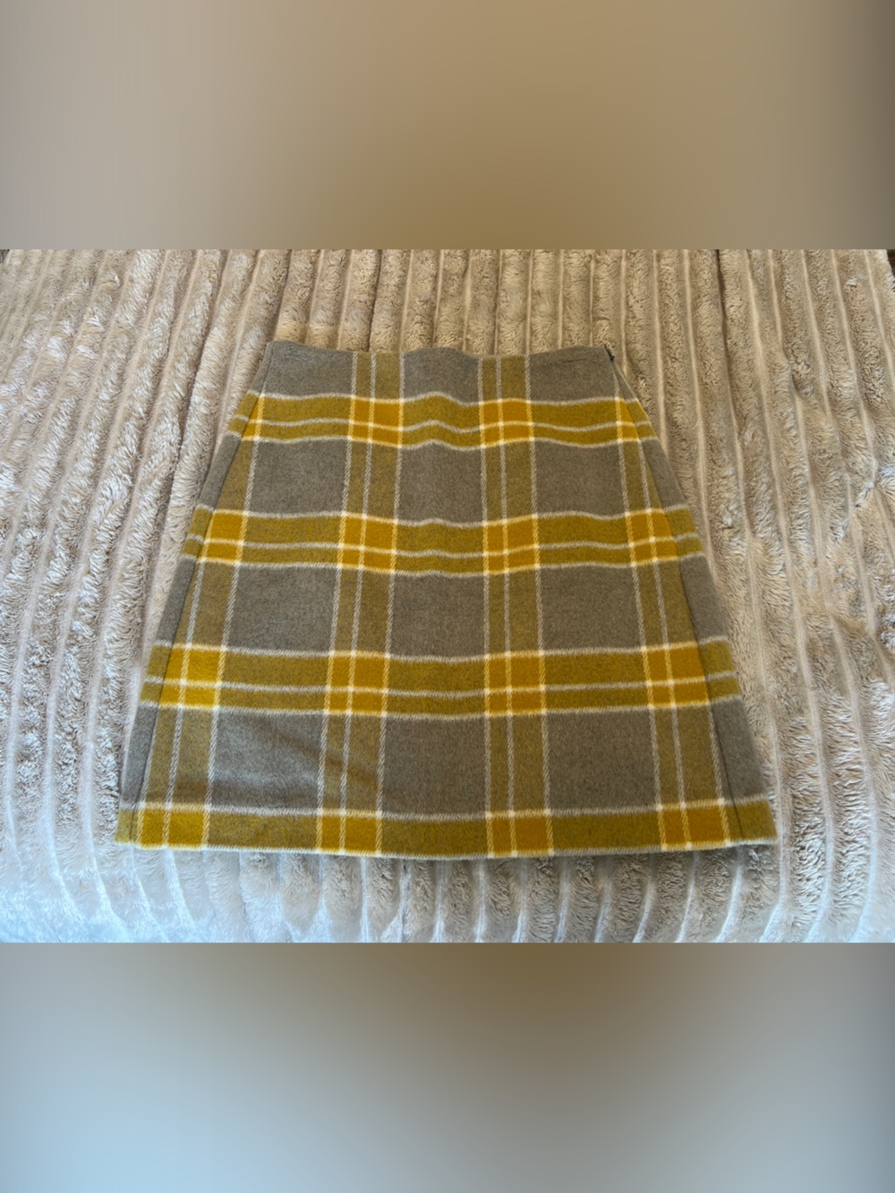 LOFT Mustard and Gray Plaid Mini Skirt